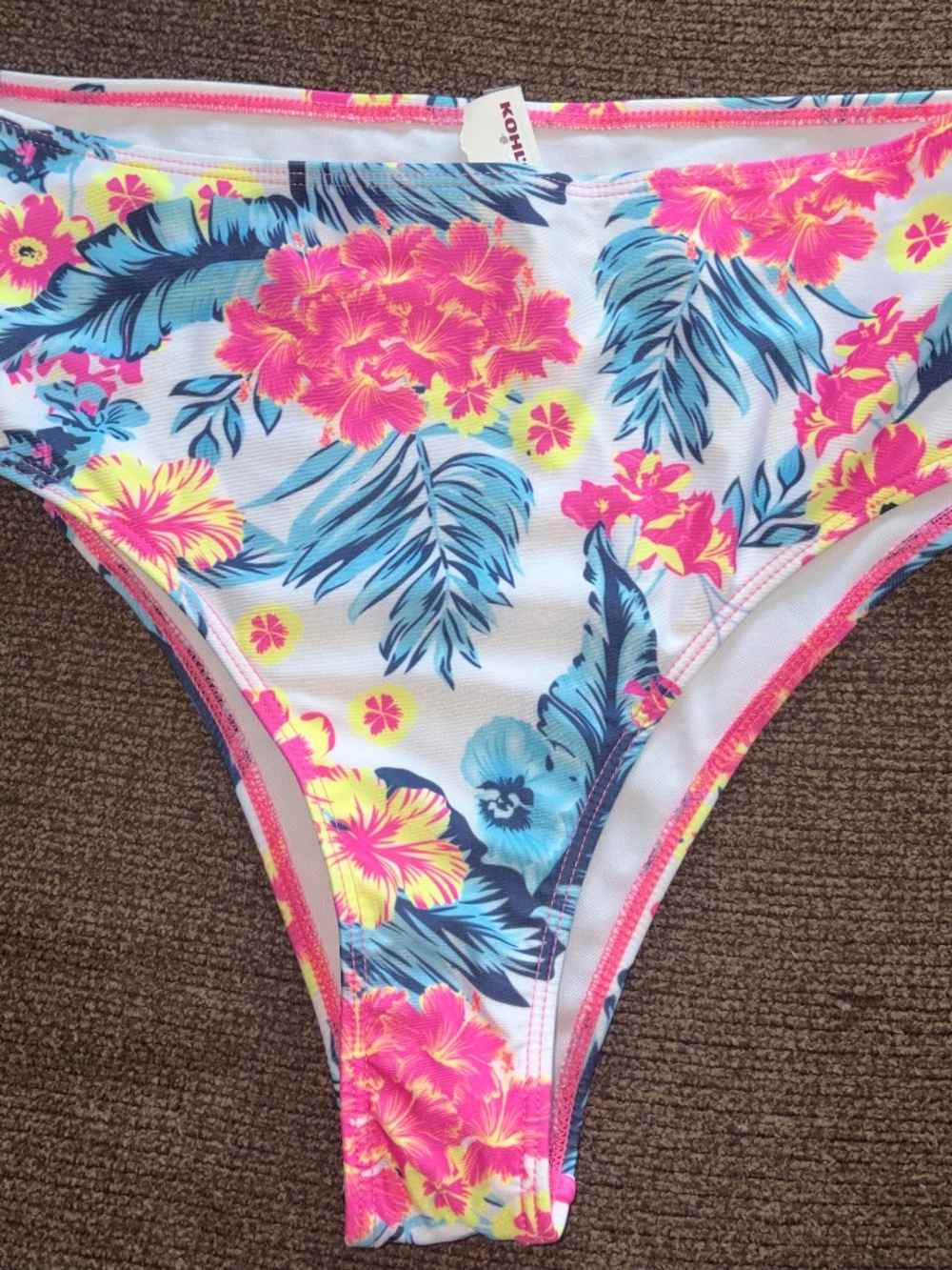 One piece swim bottoms high waisted cheeky flowers